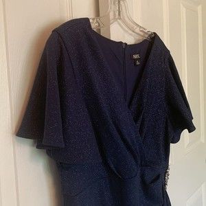 NWT - SLNY - Cocktail - Navy Blue V Neck Dress - 12P
